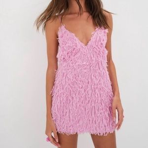 For Love and Lemons Pink Feather Dress!